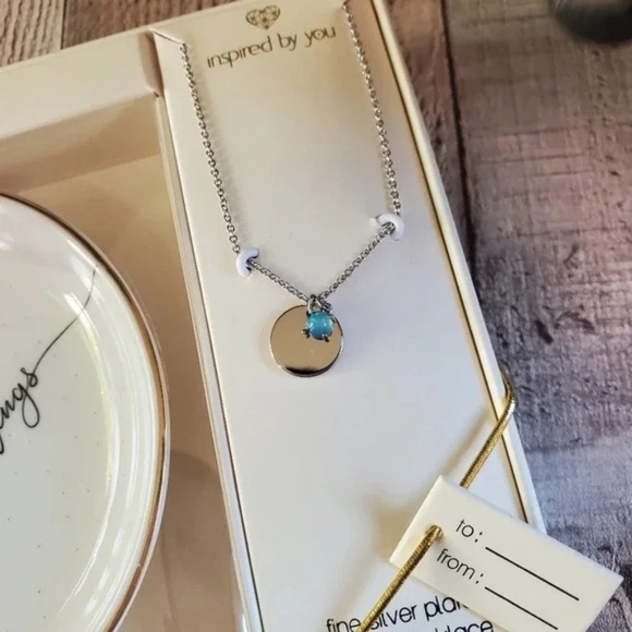 "It's The Little Things" 2pc Pendant Necklace & Trinket Dish Set - Picture 3 of 5